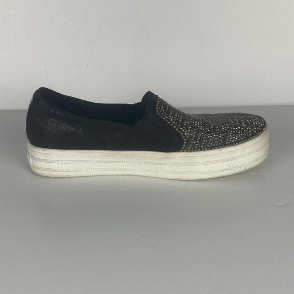 Skechers Shoes Womens 6 Double Up Shiny Dancer 801 Black Casual Slip On Sneaker - Picture 2 of 16